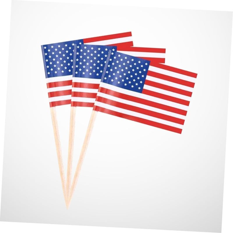 Ciieeo 100pcs American National Flag Cake Toppers Paper Picks for Birthday Decorations Flag Cake Toer for Wedding Cupcake - Image 2