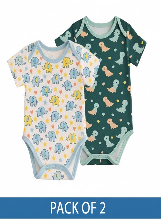Adhigams Premium Newborn Baby Boys Cotton Romper Set Soft Breathable Lightweight Baby Wear Skin Friendly Fabric Comfortable Fit Designed for Easy Movement Pack of 2 (9-12 Month) - Image 3