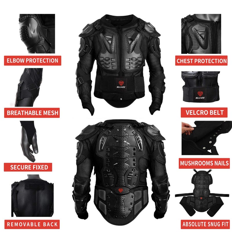 Gute Motorcycle Protective Jacket with Full Body Armor, Motocross Protective Jacket Armour, Sport Motocross MTB Racing & Off-Road Chest Protection Dirt Bike Gear for Men (XL) - Image 3