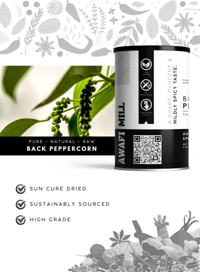 AWAFI MILL Black Pepper (Whole Peppercorns, Piper nigrum) | Bold, Fruity Heat for Fresh Grinding, Tadka and Marinades, Stocks and Pickles, Steak and Everyday Seasoning - 250 g | 9 Oz - Image 3