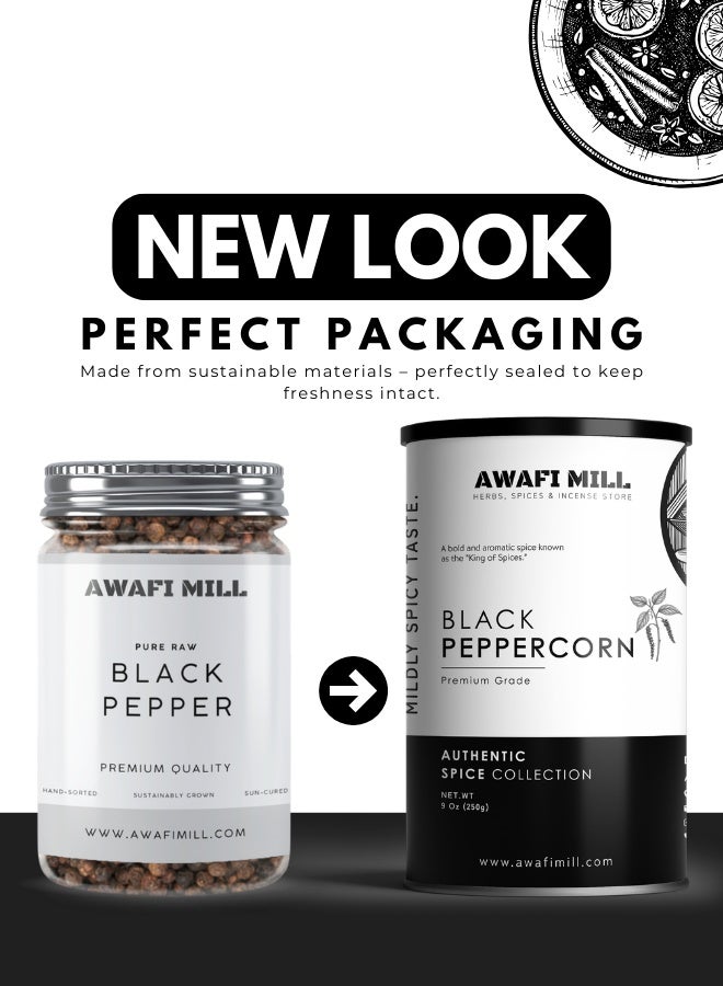AWAFI MILL Black Pepper (Whole Peppercorns, Piper nigrum) | Bold, Fruity Heat for Fresh Grinding, Tadka and Marinades, Stocks and Pickles, Steak and Everyday Seasoning - 250 g | 9 Oz - Image 2