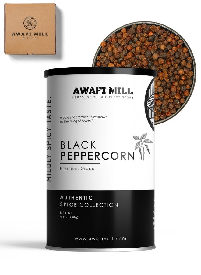 AWAFI MILL Black Pepper (Whole Peppercorns, Piper nigrum) | Bold, Fruity Heat for Fresh Grinding, Tadka and Marinades, Stocks and Pickles, Steak and Everyday Seasoning - 250 g | 9 Oz - Image 1