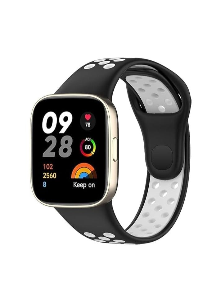 Strap Bracelet Compatible with Redmi Watch 3 Strap, Watch Straps, TWO Color Replacement Strap, Silicone Strap, Wriststrap Bracelet for Redmi Watch 3  (Black And White)