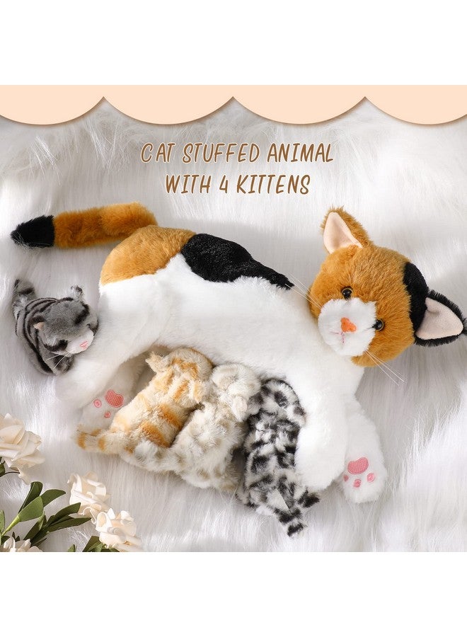 Skylety Nurturing Cat Stuffed Animal with 4 Plush Kittens, Cat Baby Stuffed for Girls and Boys Plushy Mommy Kitty with Baby Kittens for Birthday Party Favors Gifts(Lovely Style) - Image 5