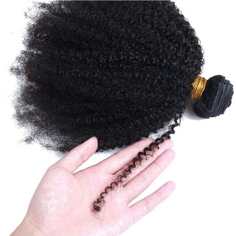 feibin Mongolian Afro Kinky Curly Bundles Human Hair Bundles 14 16 18 Inches 4B 4C Afro Kinky Bulk Human Hair Virgin Hair Burmese Curly Weave Bundles for Black Women Weft Natural Black Color - Image 5