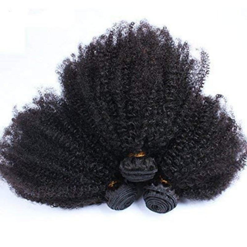 feibin Mongolian Afro Kinky Curly Bundles Human Hair Bundles 14 16 18 Inches 4B 4C Afro Kinky Bulk Human Hair Virgin Hair Burmese Curly Weave Bundles for Black Women Weft Natural Black Color - Image 3