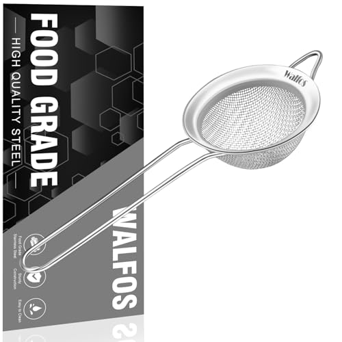 Walfos Mini Fine Mesh Tea Strainer, Stainless Steel Small Sifter with Sturdy Handle, 2.7 Inch Kitchen Metal Sieve for Tea, Coffee, Cocktail, Juice, Sugar and Spices - Image 1
