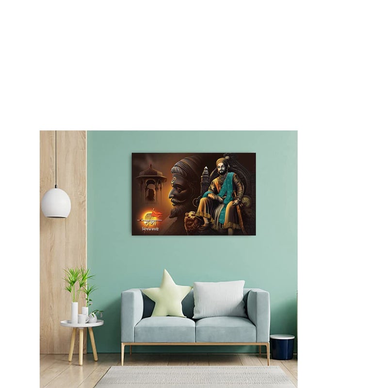 Dharvika Innovations Dharvika Innovations Shivaji Maharaj Sparkle Coated Self Adhesive Waterproof Painting Vinyl Poster Without Frame 24 x 36 inch Design 13 - Image 3