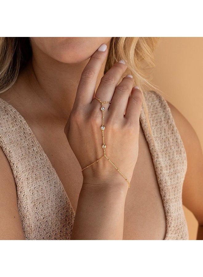 Ucanbe Rhinestone Connected Finger Bracelet – Metal Chain Hand Harness Jewelry - Image 3