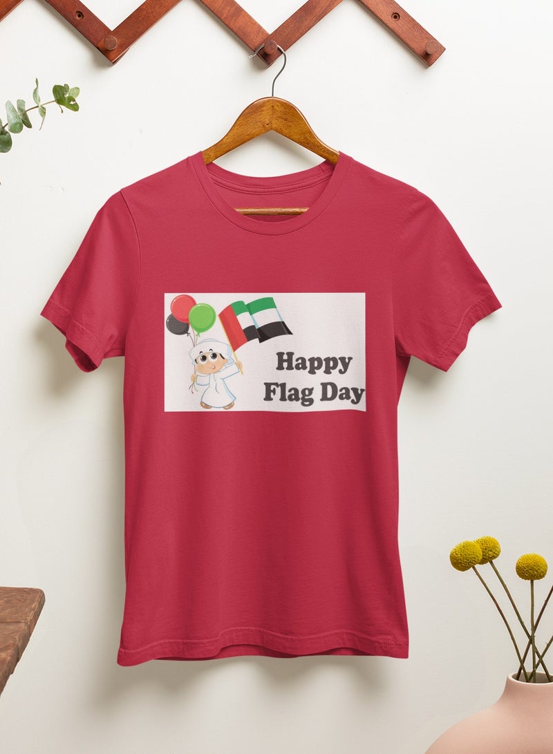 ZOOM تي شيرت قطن للأطفال بيوم علم الإمارات بالألوان الوطنية