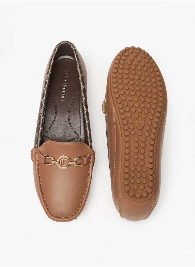 Le Confort - Women's Metal Accent Slip-On Loafers with Wedge Heels - Image 1