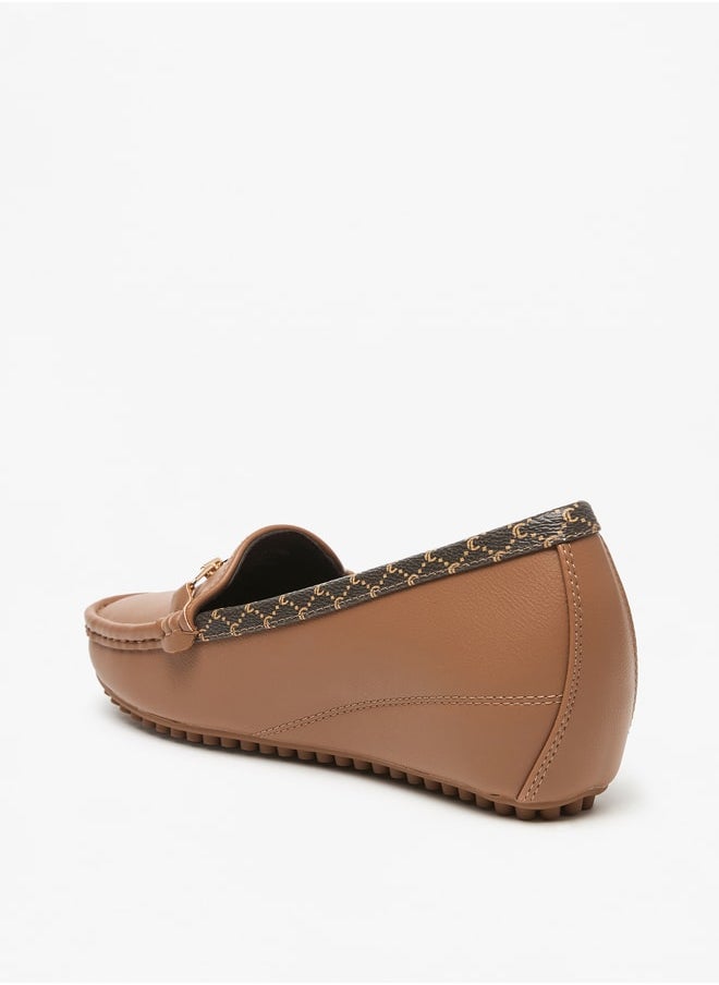 Le Confort - Women's Metal Accent Slip-On Loafers with Wedge Heels - Image 1