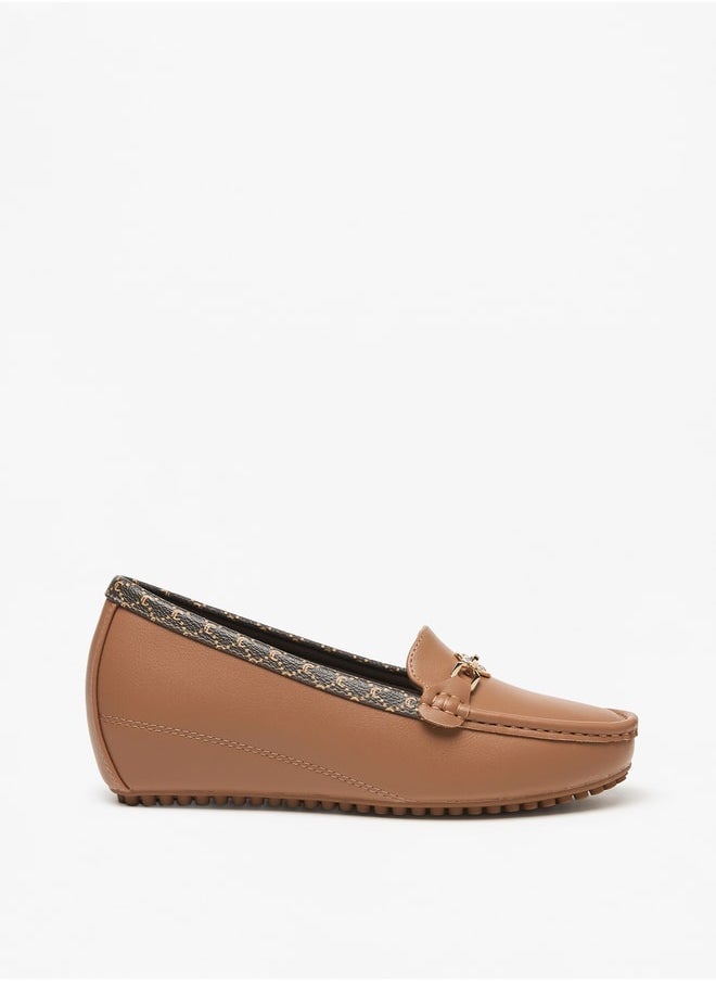 Le Confort - Women's Metal Accent Slip-On Loafers with Wedge Heels - Image 1