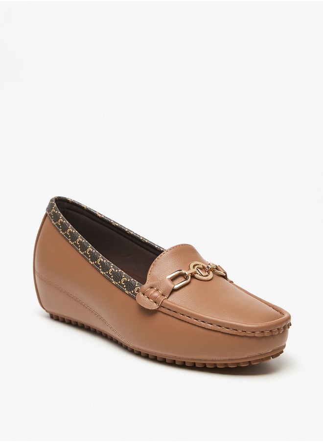 Le Confort - Women's Metal Accent Slip-On Loafers with Wedge Heels - Image 1