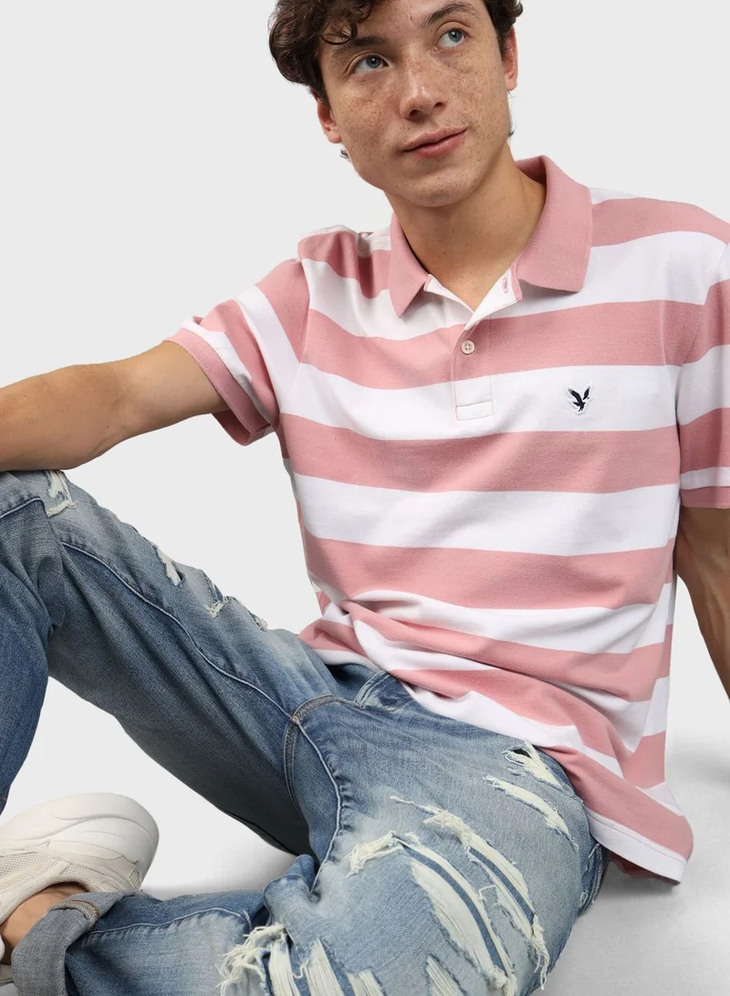 امريكان ايجل Stripe Detail Collar Polo Shirt