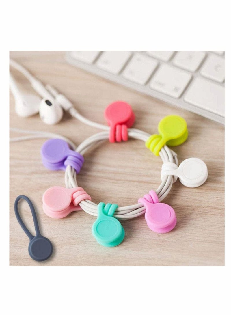 Magnetic Cable Ties for Organizing Headphone USB Cords 24 Pack 8 Colors Reusable Silicone Clips - Image 3