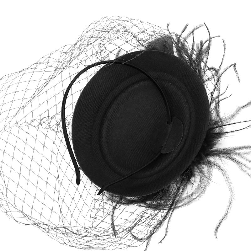 DRESHOW Fascinator Hats Cocktail Tea Party Bow Hat Netted Pillbox Hat with Hair Clip and Headband for Women and Girls - Image 4