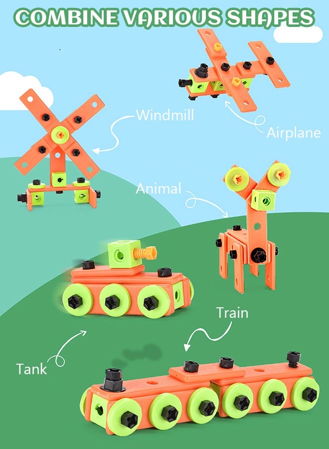 GROIC 72 Pieces Kids Assembling Tools Set Box Construction Accessories Pretend Toys Building Blocks Educational Toys with Carry Case - Image 5