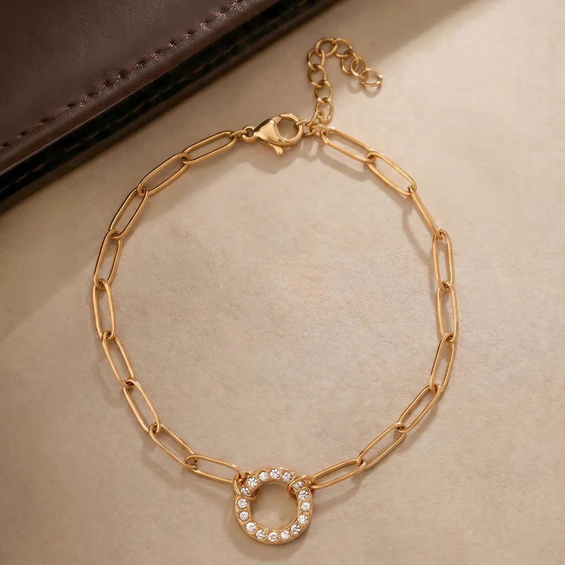 Palmonas PALMONAS Shiny Orbit Paperlink Chain Bracelet for Women | 18K Gold Plated, Waterproof & Anti-Tarnish