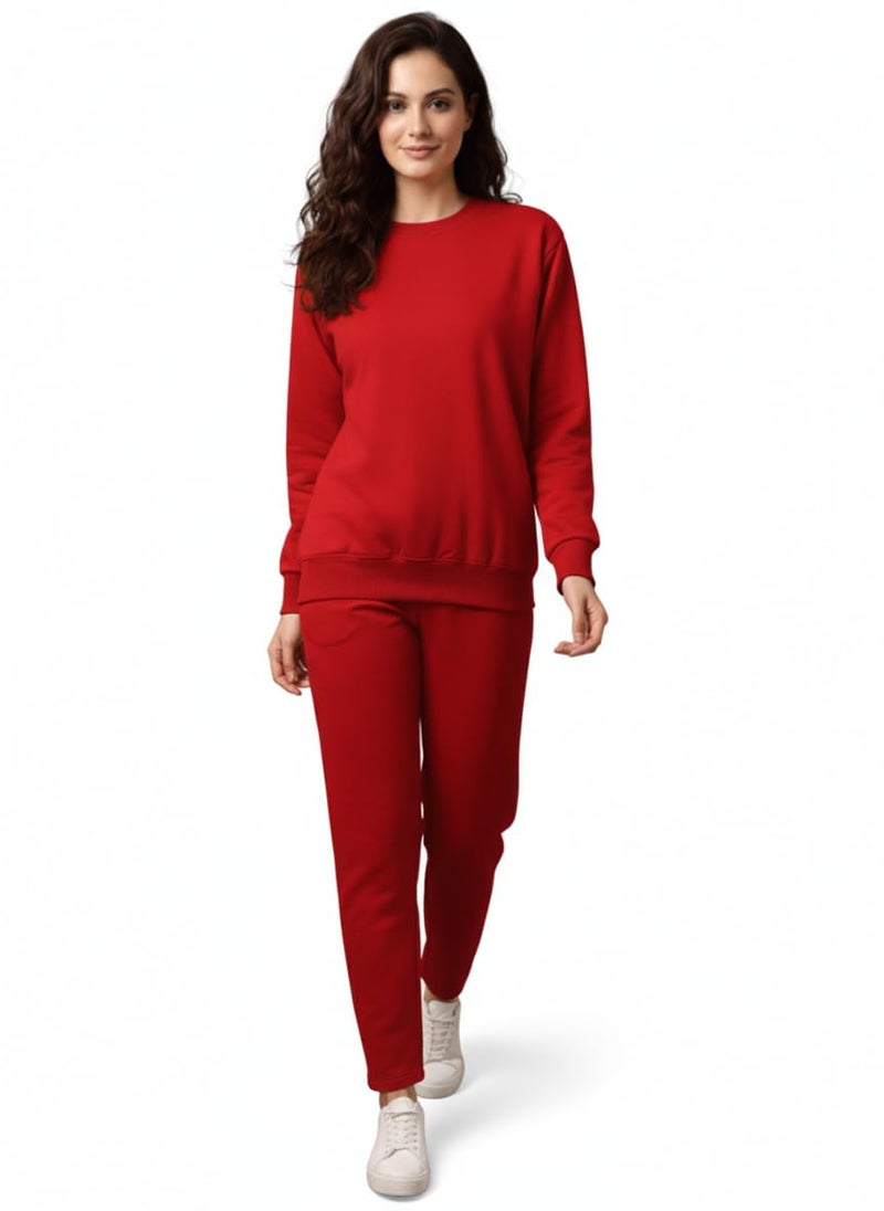 Mack Jonney Solid Track Suit for Women | Co-ord Set | Warm Fleece Tracksuit Set-M5201 - Image 1