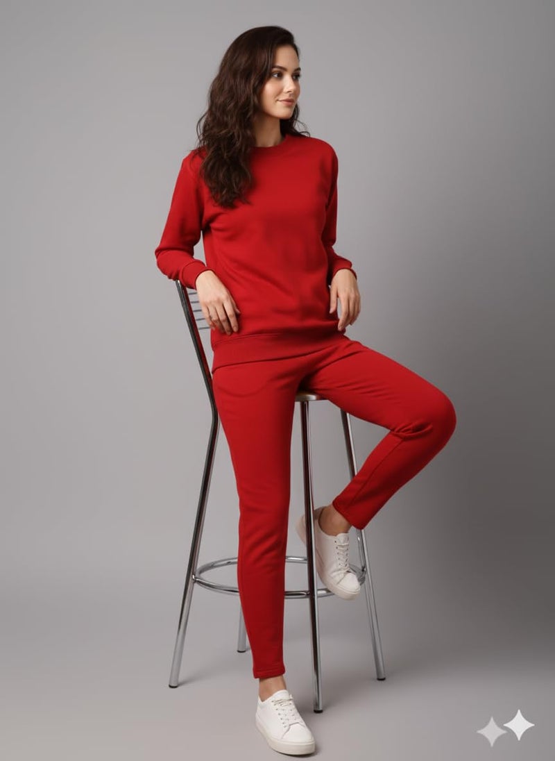 Mack Jonney Solid Track Suit for Women | Co-ord Set | Warm Fleece Tracksuit Set-M5201 - Image 5