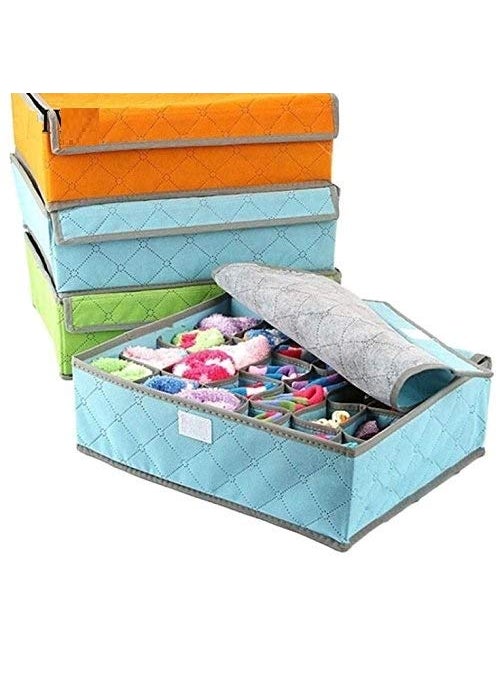 CONNECTWIDE CONNECTWIDE® Bamboo Charcoal 5 Parallel Grid Non-Woven Organizer Package Dimension:-33 x 15 x 5 cm (Blue)  - Image 4