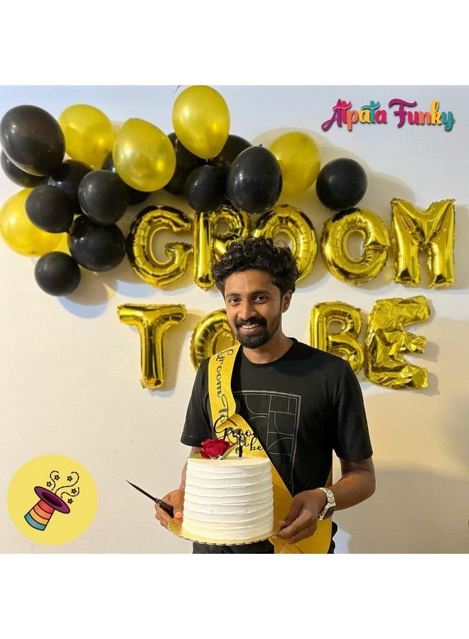 Atpata Funky Groom To Be Alphabetic Party Golden Balloon Bouquet for Marriage Functions Decorations, (Model: Foil-GroomToBeGD), Large - Image 5