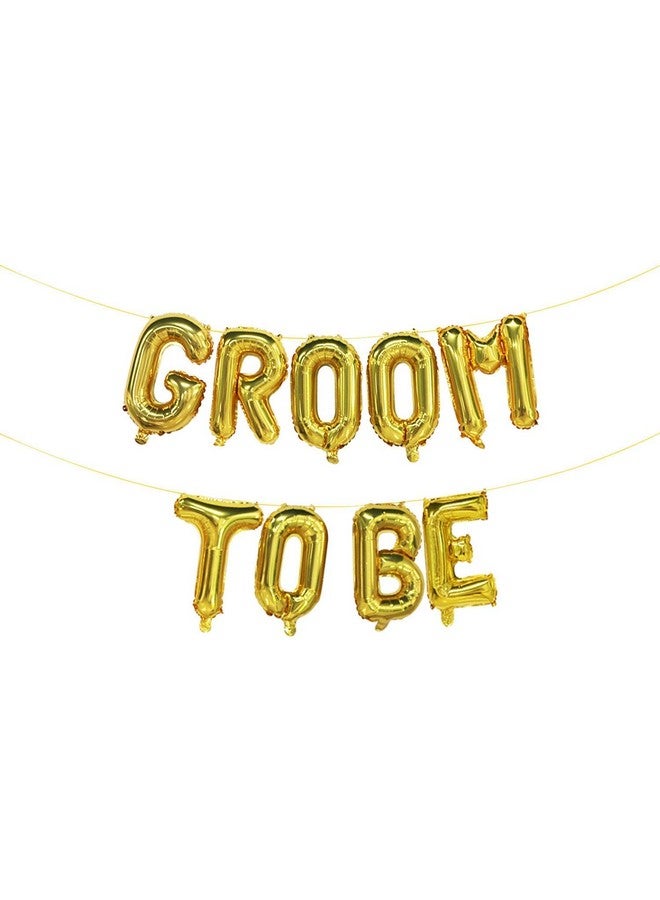 Atpata Funky Groom To Be Alphabetic Party Golden Balloon Bouquet for Marriage Functions Decorations, (Model: Foil-GroomToBeGD), Large - Image 1