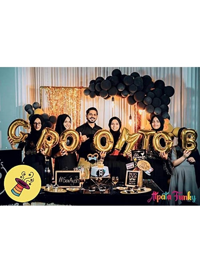 Atpata Funky Groom To Be Alphabetic Party Golden Balloon Bouquet for Marriage Functions Decorations, (Model: Foil-GroomToBeGD), Large - Image 4