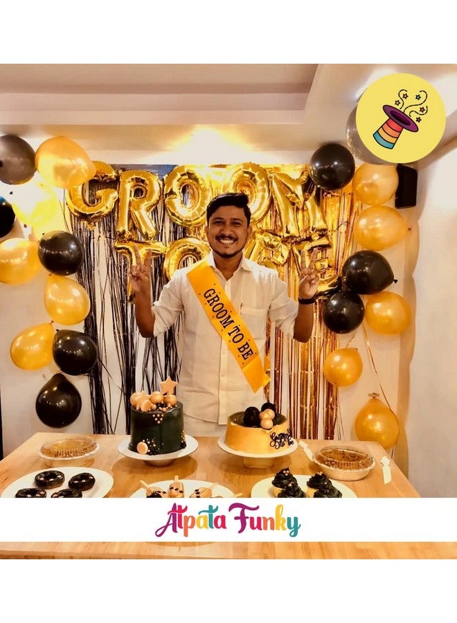 Atpata Funky Groom To Be Alphabetic Party Golden Balloon Bouquet for Marriage Functions Decorations, (Model: Foil-GroomToBeGD), Large - Image 3