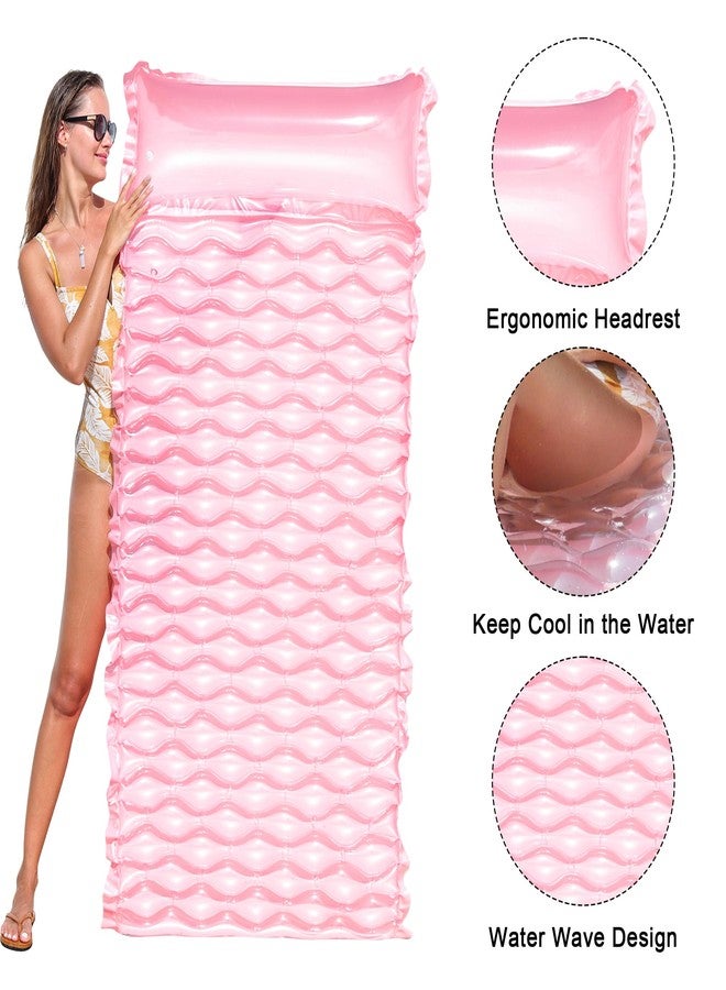PARENTSWELL 2 Pack Inflatable Pool Floats Adult, 71''x33'' Large Pool Raft Water Lounge Float with Headrest Floating Mat Swimming Floaties for Adults (Blue Pink)… - Image 2