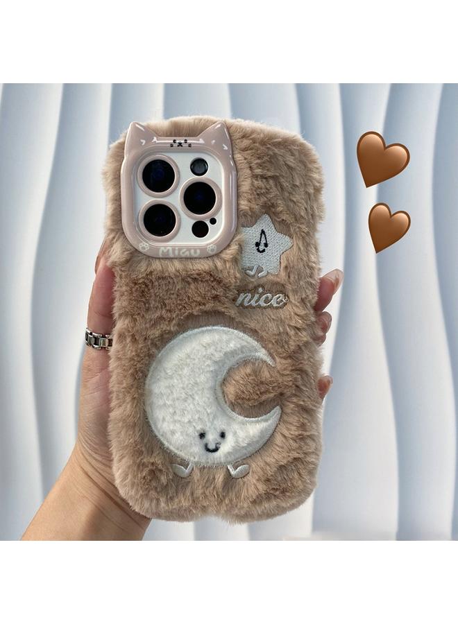 زبون جراب لهاتف iPhone 13 Pro، جراب هاتف من السيليكون القطيفة المطرزة بشكل لطيف - Image 1