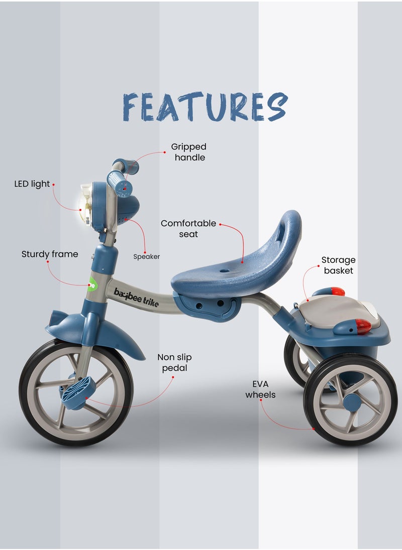 BAYBEE Baybee Flyer Tricycle for Kids Toddler Foldable Tricycle with Back Stroge & Head light for 2 to 5 Years Boys and Girls Kids Trike  - Image 3