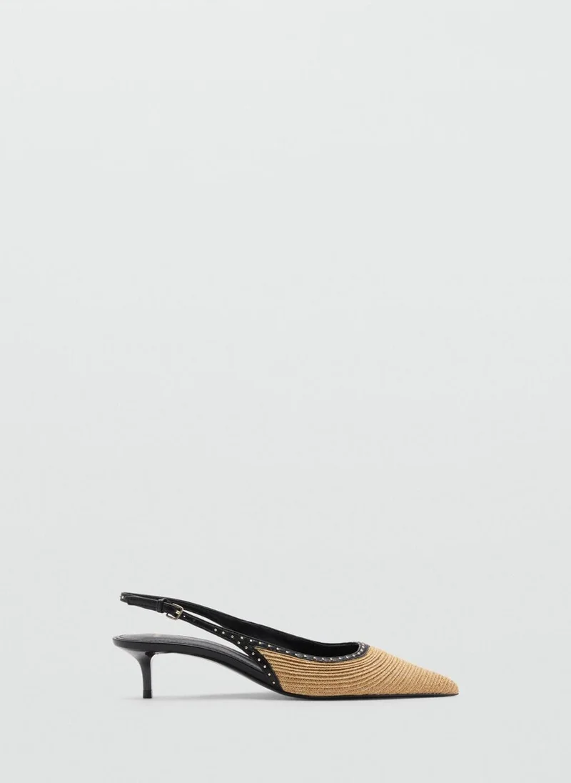 مانجو Natural Fibre Kitten-Heel Shoes