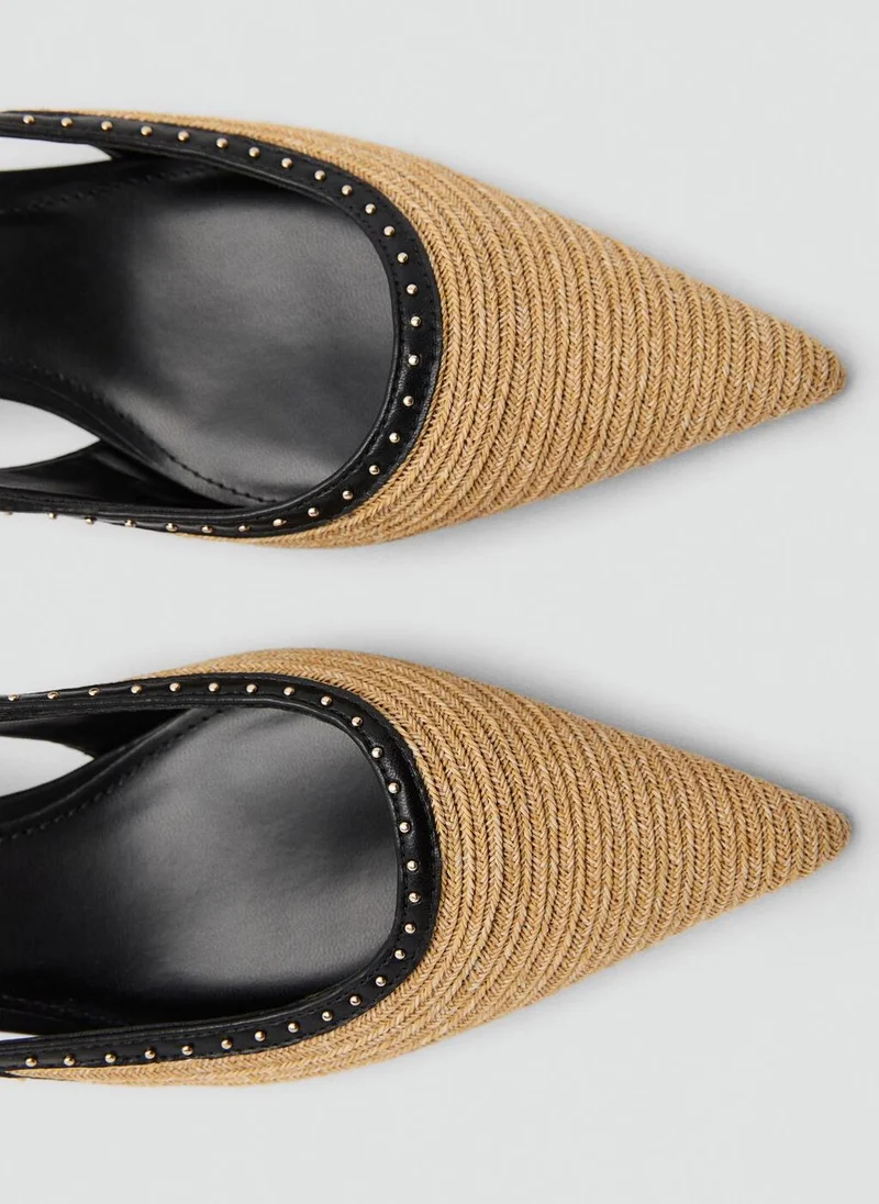 مانجو Natural Fibre Kitten-Heel Shoes