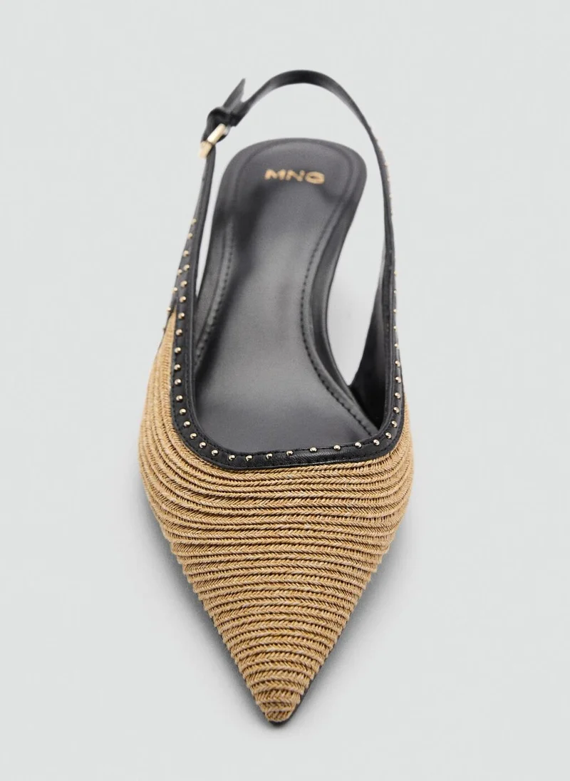 مانجو Natural Fibre Kitten-Heel Shoes