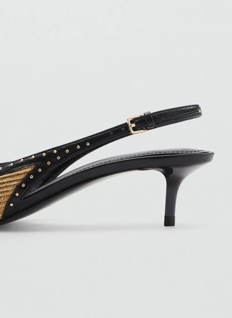 مانجو Natural Fibre Kitten-Heel Shoes