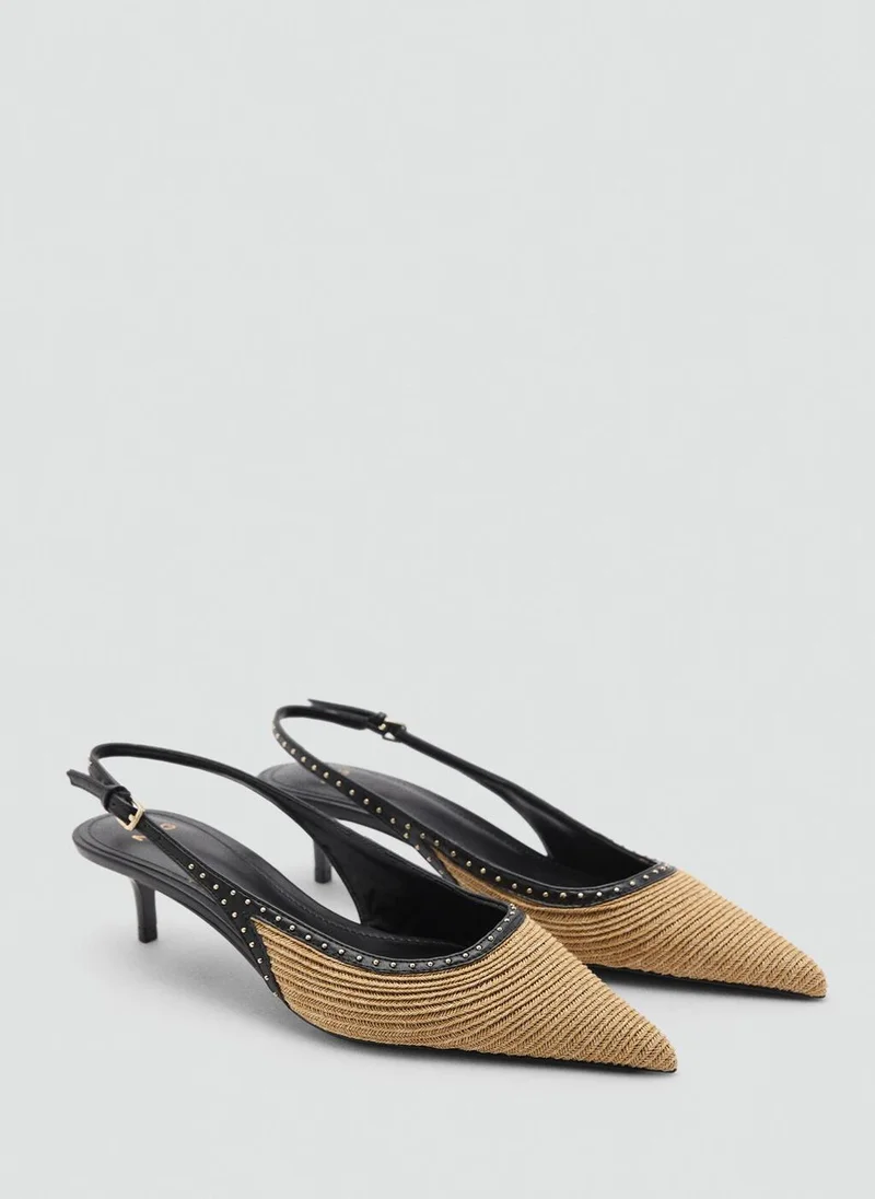 مانجو Natural Fibre Kitten-Heel Shoes