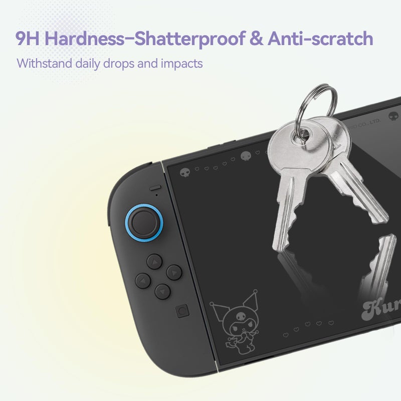 Kuitmor Tempered Glass Screen Compatible with Switch 2 â€“ 9H Hardness Anti-Scratch, Ultra HD Clear, Bubble-Free Kit, Hidden Pattern (Off-Screen Design) 1Pack - KLM - Image 4