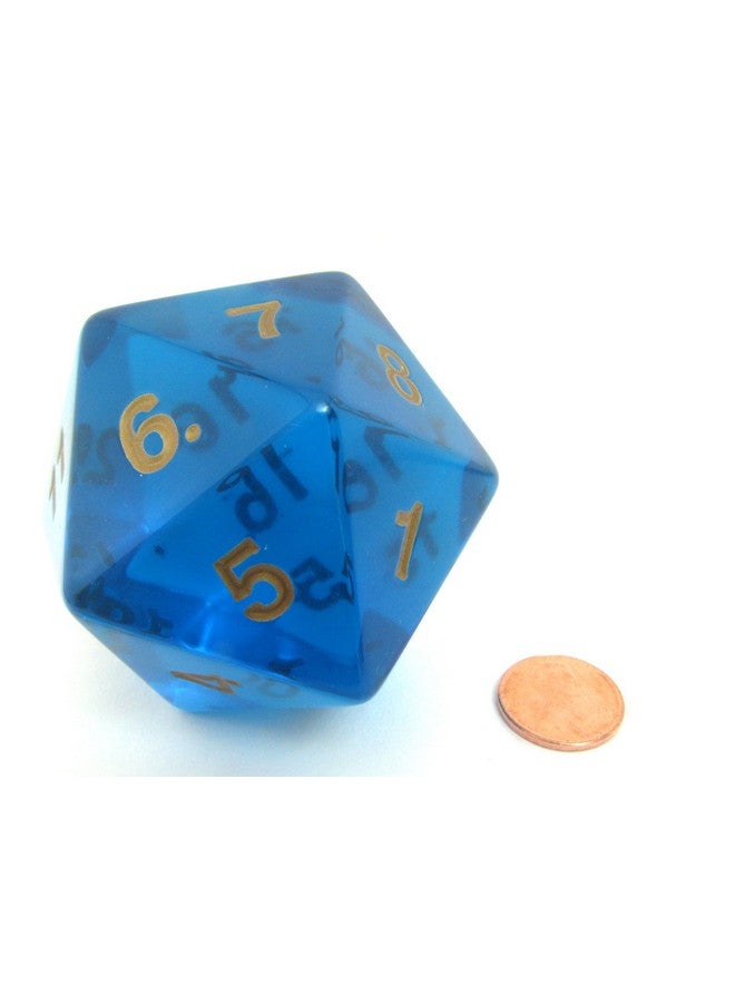 Koplow Games Jumbo Dice Transparent Sapphire/Gold 55mm Countdown D20 - Image 2
