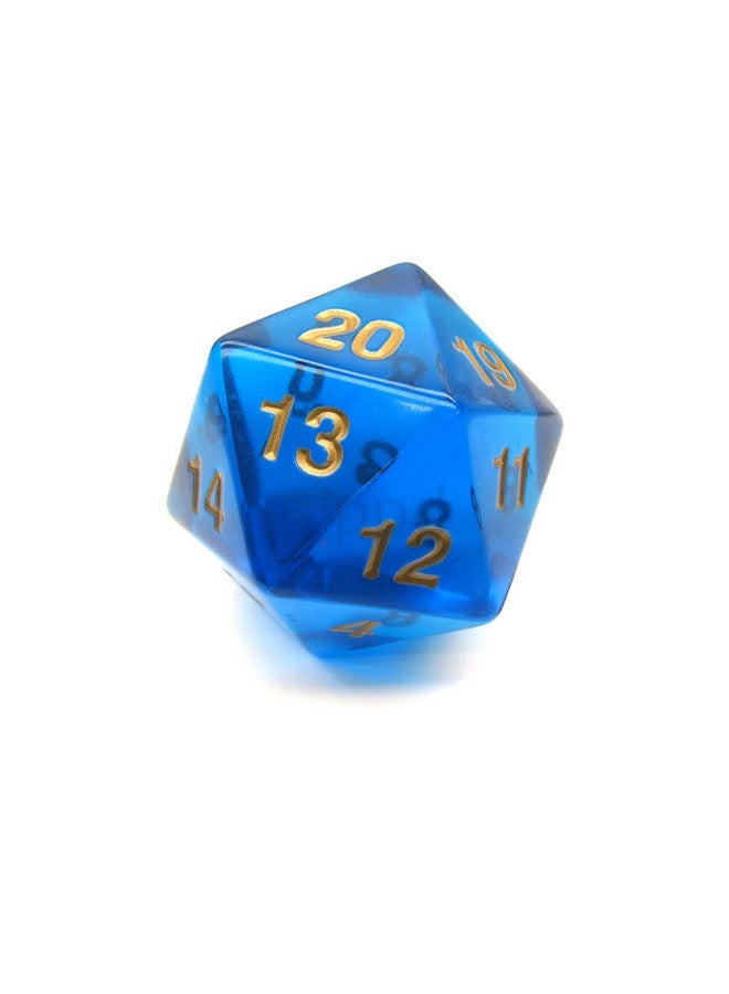 Koplow Games Jumbo Dice Transparent Sapphire/Gold 55mm Countdown D20 - Image 1