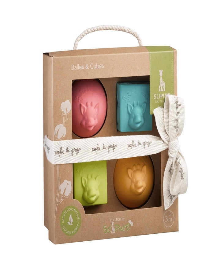 Sophie la girafe So'Pure Cubes & Balls | 4 Light & Colorful Balls | Easy to Grasp | Designed with Natural Rubber to Soothe & Awaken All 5 Senses - Image 1