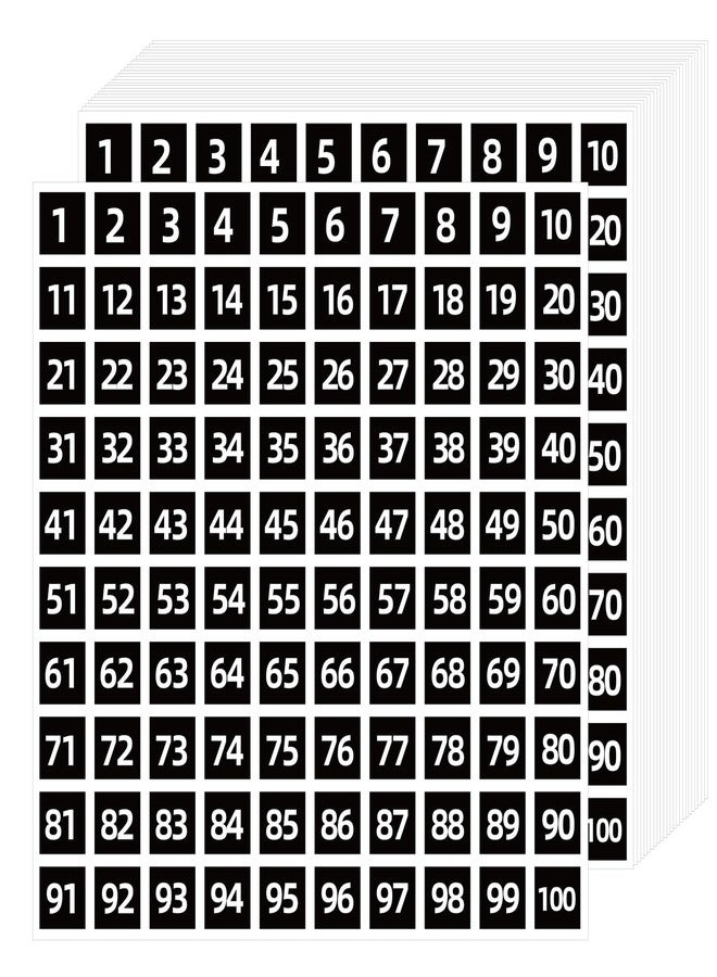 STARLIBOO 1 to 100 Consecutive Number Stickers, 0.4 inch Square Small Number Stickers Labels for Inventory, Storage, Organizing, Boxes, Bins, Toolbox, Locker (3000 Labels, Black) - Image 1