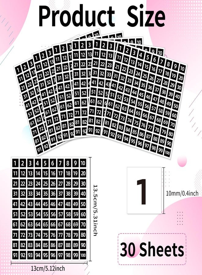 STARLIBOO 1 to 100 Consecutive Number Stickers, 0.4 inch Square Small Number Stickers Labels for Inventory, Storage, Organizing, Boxes, Bins, Toolbox, Locker (3000 Labels, Black) - Image 2