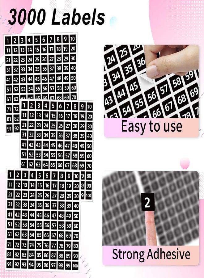 STARLIBOO 1 to 100 Consecutive Number Stickers, 0.4 inch Square Small Number Stickers Labels for Inventory, Storage, Organizing, Boxes, Bins, Toolbox, Locker (3000 Labels, Black) - Image 3