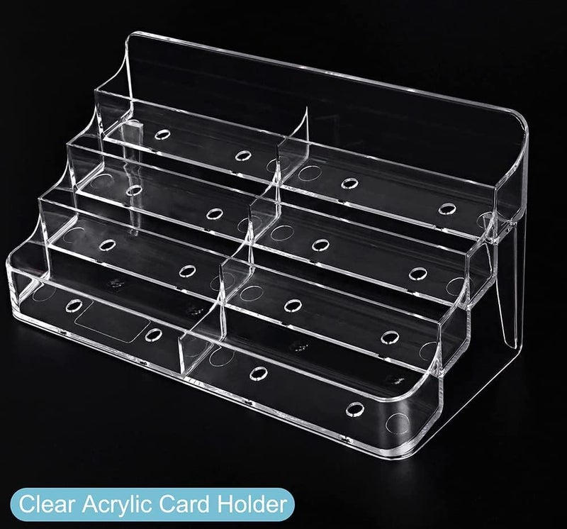 X spring Acrylic Business Card Holder, 8 Pocket Business Card Holder Stand With 4 Tier, Acrylic Business Card Standfor Desk Exhibition, Clear Business Card Holderfor Restaurant Home And Office - Image 4