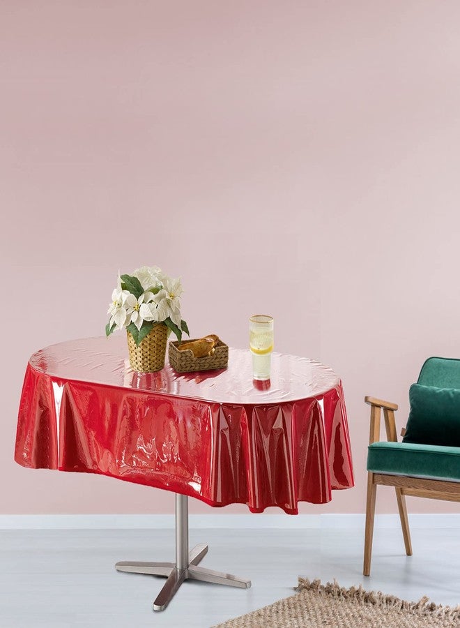 FeelingWarm Clear Table Cover Protector - Oval Clear 60x 90 Inch Plastic Tablecloth Vinyl Transparent Kitchen Waterproof Dining Desk Protector - Image 2