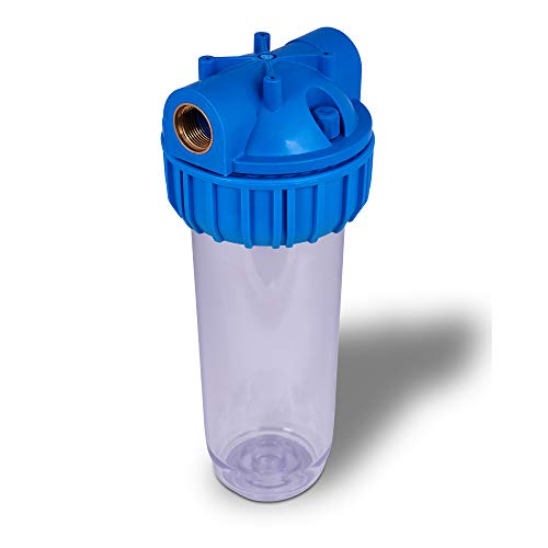 Ronaqua 10 inch Transparent Standard Water Filter Housing, Presser Relief Button, 3/4” Inlet/Outlet Brass Port, Accepts Standard 10”x 2.5” Cartridges, 3/4” Brass Port, Mounting Hardware Included (1 set) - Image 2