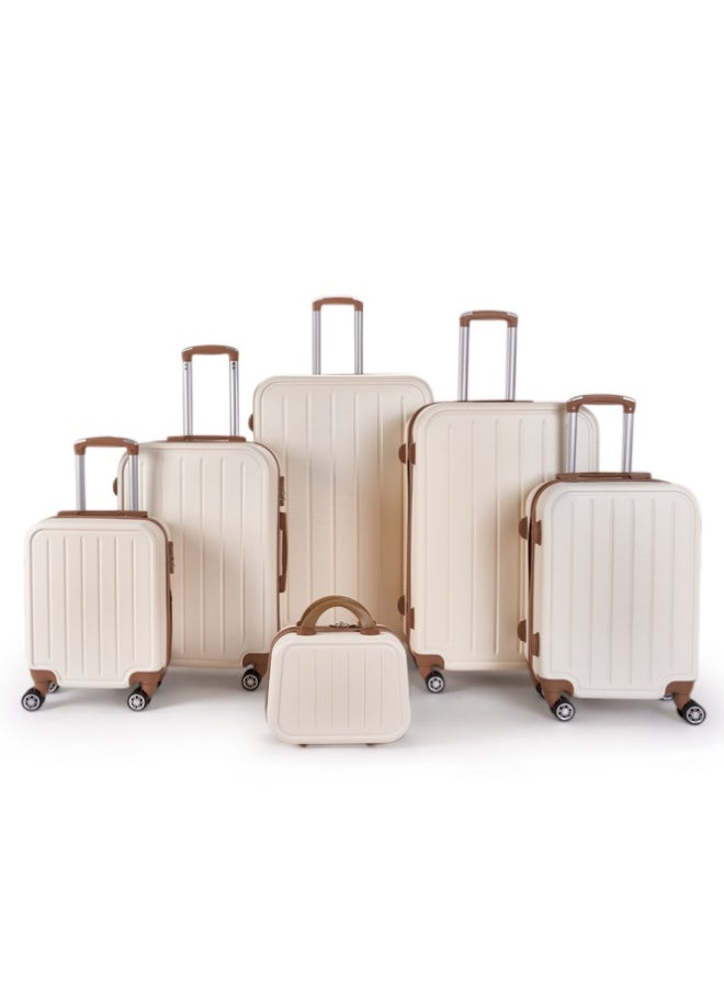 LIMRA A travel bag set consisting of 6 luggage bags Beige/Gold color, size 32"/28"/24"/20"/16"/12 inches  - Image 1