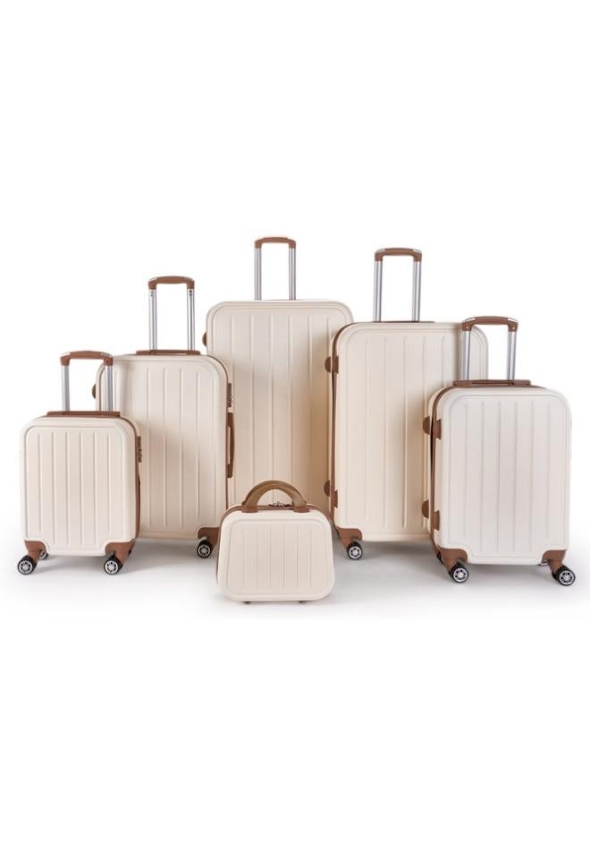 ليمرا طقم شنط سفر مكون من 6 حقائب أمتعة لون بيج/ذهبي بمقاس 32"/28"/24"/20"/16"/12 انش - Image 1